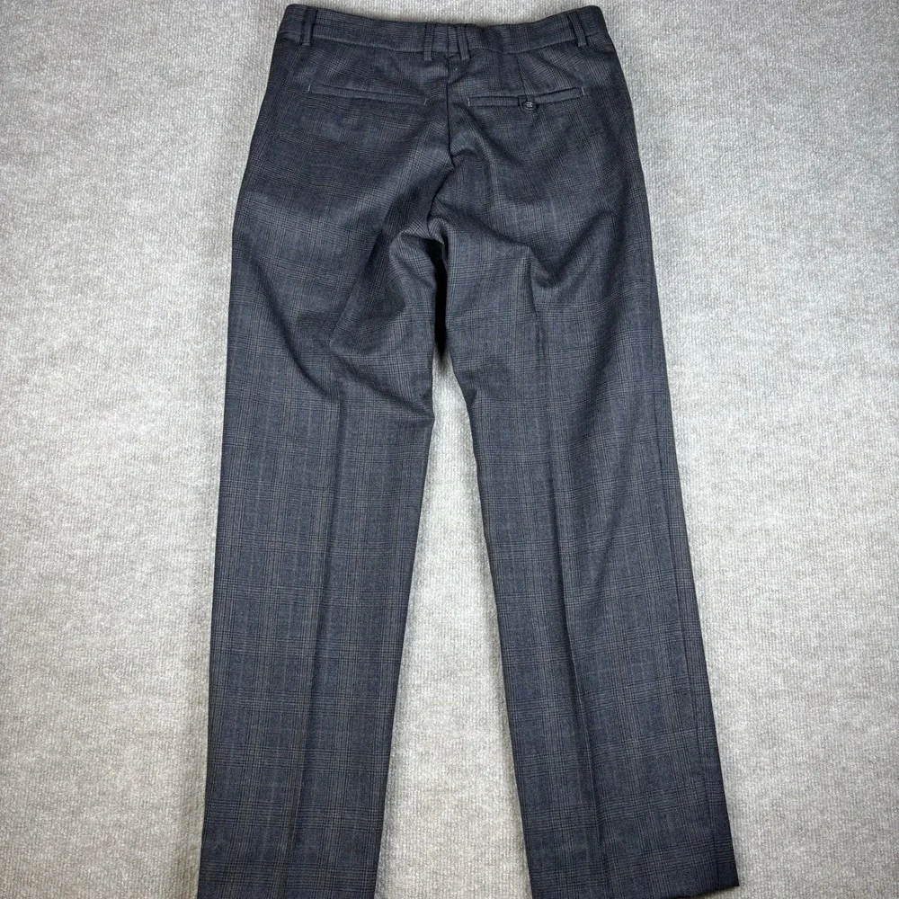 Banana Republic Straight Fit Wool Dress Pants Mens 32x30 Gray Plaid Flat Front